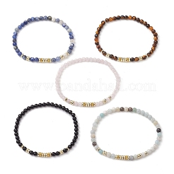 Braccialetti elasticizzati rotondi con perline miste di pietre naturali naturali ed ematite sintetica non magnetica da 4 mm&nbsp;BJEW-JB10682
