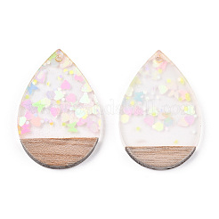 Подвески из прозрачной смолы и белого дерева&nbsp;RESI-N039-35