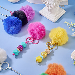 10 barre porte-clés en laine polyester 10 couleurs&nbsp;AJEW-TA0003-04