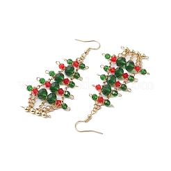 Orecchini pendenti da donna con pendenti in vetro per albero di Natale&nbsp;EJEW-JE06021