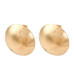 Orecchini a bottone semicircolari in ottone&nbsp;EJEW-Z125-01G