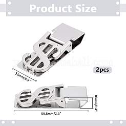 2 шт. зажимов для денег из нержавеющей стали и сплава&nbsp;AJEW-WR0003-09B