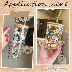 8шт. железные брелки для ключей с бусинами&nbsp;DIY-SC0028-27B