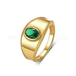 Кольца для пальцев с зелеными кубическими цирконами и паве из латуни&nbsp;JX3292