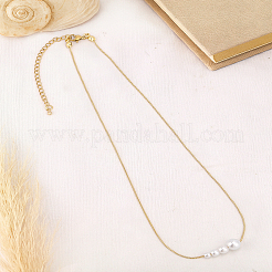 1 шт. имитация жемчуга круглая градуированная бусина подвеска сплав цепочка-коробка ожерелье&nbsp;NJEW-LP0007-33