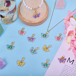 15шт 5 цвета бабочка сплав эмаль кулон украшения&nbsp;HJEW-CA00039