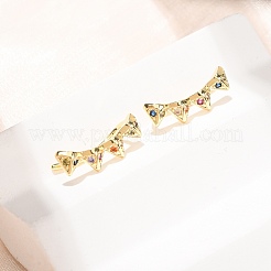 Boucles d'oreilles à clous en laiton pavé de zirconiums cubiques&nbsp;KK-CBAA351-10G
