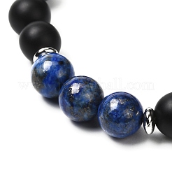 Bracelet extensible perles rondes en pierres naturelles mélangées&nbsp;BJEW-JB06879
