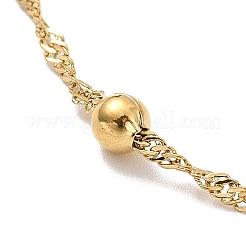Placcatura ionica (ip) 304 collana a catena in acciaio inossidabile Singapore con perline per uomo e donna&nbsp;X-NJEW-P263-01G