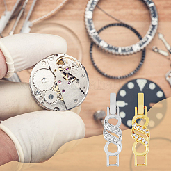 10 pz. 2 colori placcatura in ottone micro pavé chiusura per cinturino orologio con zirconi cubici trasparenti&nbsp;ZIRC-DC0001-08
