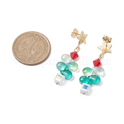 Orecchino pendente in acciaio inossidabile 304 con perno in vetro&nbsp;EJEW-TA00530
