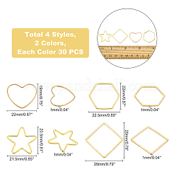 240шт 8 стильных латунных соединительных кольца&nbsp;KK-OC0001-19