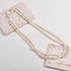 Длинные ожерелья из круглых бусин из запеченного стекла с перламутровым покрытием&nbsp;NJEW-SW00066-03