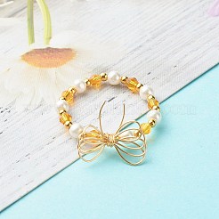 Imitar anillos de dedo con cuentas de vidrio bicono de vidrio austriaco&nbsp;X1-RJEW-TA00003-01