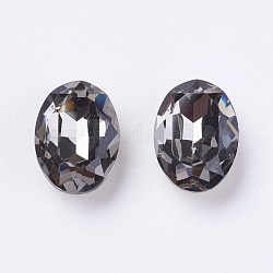 Stass en verre d'imitation cristal autrichien, Grade a, dos et dos plaqués, ovale, diamant noir, 6x4x3mm