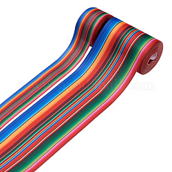 2 rouleau 2 styles de ruban gros-grain en polyester imprimé à rayures, pour les accessoires de bricolage bowknot, colorées, 1 rouleau / style