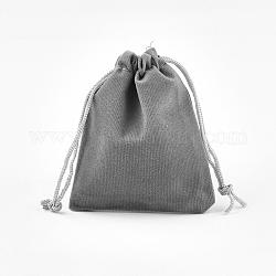 Pochettes rectangle en velours, sacs-cadeaux, grises , 12x10 cm