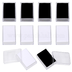 CHGCRAFT 10Pcs 2Colors Clear Gemstone Box Small Loose Diamond Gemstone Display Case Plastic Containers Holder with Clear Top Lids and Sponge, Black and White, 2x1.3inch