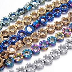Electroplated Non-magnetic Synthetic Hematite Donut Beads Strands, Mixed Color, 12x4mm, Hole: 1mm, about 34pcs/strand, 16.1 inch