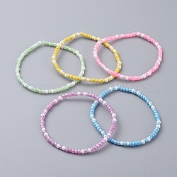 Braccialetti elasticizzati per bambini con perline di vetro, colore misto, 2 pollice (5 cm)