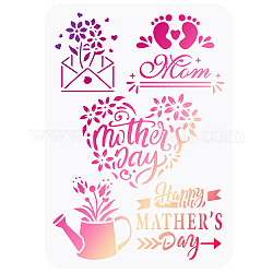 FINGERINSPIRE Happy Mother's Day Painting Stencil 11.7x8.3 inch Hollow Out Flower Kettle Craft Stencil Reusable Footprints Love Envelope Stencil Template for Painting on Scrapbook Fabric Tiles