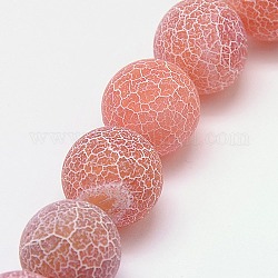 Fili di perline agata crepato naturale, tinto, tondo, grado a, indian rosso, 10mm, Foro: 1 mm, circa 39pcs/filo, 14.9 pollice