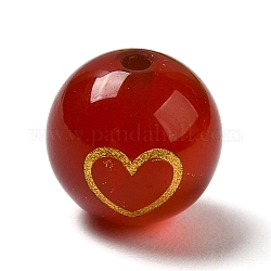 Perles de cornaline naturelle, rond avec coeur couleur gole, 8.5x8mm, Trou: 1mm