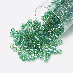 Miyuki Delica Perlen Medium, Zylinderförmig, japanische Saatperlen, (db0152) transparent grün ab, 10/0, 1.7x2.2 mm, Bohrung: 1 mm, ca. 10800 Stk. / Beutel, 100 g / Beutel