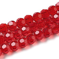 Perles en verre transparentes, facetté (32 facettes), ronde, firebrick, 6mm, Trou: 1mm, Environ 98 pcs/chapelet, 20.47 pouce (52 cm)