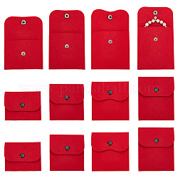 Ahadermaker 12pcs 4 estilos bolsa de cubierta de tarjeta de fieltro portátil, Con botón de presión de hierro, Rectángulo, ladrillo refractario, 7.6~11.7x8.8~10.3 cm, 3 piezas / style