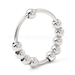 Anello girevole in ottone con perline, gioielli per alleviare lo stress da ansia per le donne, platino, diametro interno: 19mm