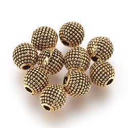 Legierung Tibetische Perlen, Runde, Antik Golden, 6 mm, Bohrung: 1.6 mm