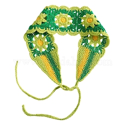 Elastische Stirnbänder aus Sonnenblumenhäkelwolle, breiter Haarschmuck für Frauen Mädchen, grün, 900x70 mm
