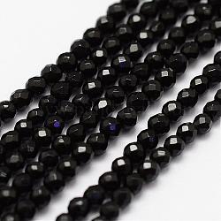 Natural Black Onyx Beads Strands, Faceted, Round, Dyed, 2mm, Hole: 0.5mm,  about 175pcs/strand, 14.9 inch(38cm)