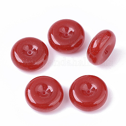 Abalorios de resina, con polvo del brillo, rerondana plana, rojo, 25x10mm, agujero: 2 mm