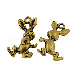 Tibetan Style Pendants, Lead Free & Nickel Free, Rabbit, Antique Golden Color, Size: about 20mm long, 13mm wide, 6mm thick, hole: 1.5mm 