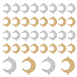 Dicosmetic 60 pz 2 colori crescent moon collegamento pendente luna fascini del connettore doppio corno fascini di metallo mezza luna fascini di collegamento collegamenti in acciaio inossidabile connettore per creazione di gioielli fai da te