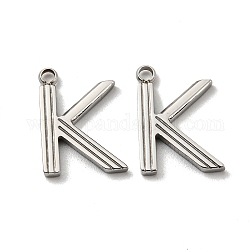 304 Stainless Steel Pendants, Letter Charms, Letter K, 14x10x1.5mm, Hole: 1.6mm
