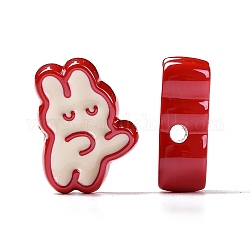 Opaque Acrylic Beads, with Enamel, Rabbit, Red, 25.5x18x9mm, Hole: 3.5mm