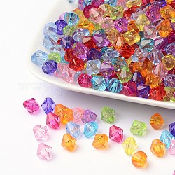 Perles acryliques transparentes de bicones facettées, teinte, couleur mixte, 8mm, Trou: 1mm, environ 2800 pcs/500 g