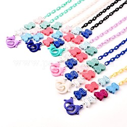 Colliers de perles en bois teint naturel éléphant imprimé, chaînes de sac à main, avec des chaînes porte-câbles en plastique, couleur mixte, 25.79 pouce (65.5 cm)