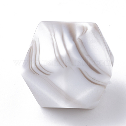 Perle focali in silicone ecologico per uso alimentare, masticare perline per i denti, fare collane fai-da-te fai-da-te, icosaedro, fumo bianco, 16.5x16.5x16.5mm, Foro: 2 mm