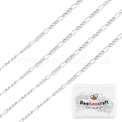 Beebeecraft 1 m chaîne figaro plaqué rhodium 925 argent sterling, soudé, platine, 1.6x0.4mm