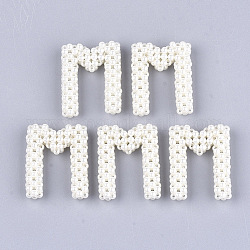 Perles tressées en plastique faites main avec abs, lettre, letter.m, 33x26~27x7~8mm