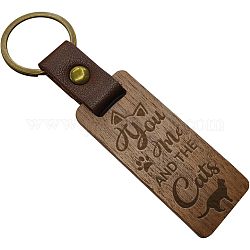 arricraft 1 Pc Wooden Keychain, Walnut Wood Keychain Key Chain Tags Wood Photo Keychains for DIY Gift with Alloy Key Ring, Cat Shape