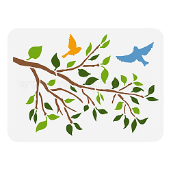 FINGERINSPIRE Tree Branch Painting Stencil 8.3x11.7inch Reusable Tree Leaves Pattern Stencil for Painting Large Flying Birds Drawing Template DIY Plant Theme Stencil for Painting on Wood Fabric