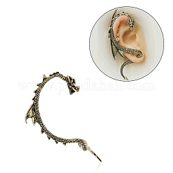 Boucles d'oreilles en alliage avec dragon à l'avant et à l'arrière, boucles d'oreilles enveloppantes grimpeur pour hommes femmes, bronze antique, 53x36x8mm, pin: 0.8 mm