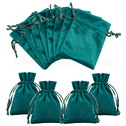 Nbeads 12 pz sacchetti di velluto sacchetti di gioielli con coulisse, sacchetti di caramelle, per la festa di compleanno della doccia di nozze, verde scuro, 12x9cm