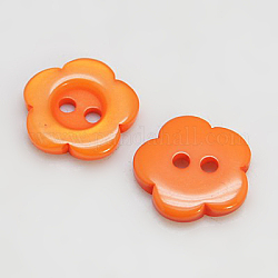 Botones de resina, teñido, flor, naranja oscuro, 15x3mm, agujero: 1 mm
