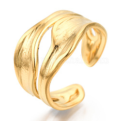 Ионное покрытие (ip) 304 манжетное кольцо из нержавеющей стали, широкая полоса кольца, открытое кольцо для женщин и девочек, реальный 18k позолоченный, размер США 8 (18.1 мм)